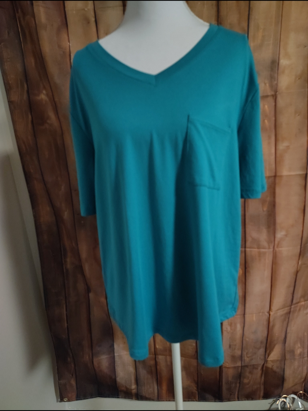 ZYIA Teal V-Neck Short Sleeve Pocket Tee XXL